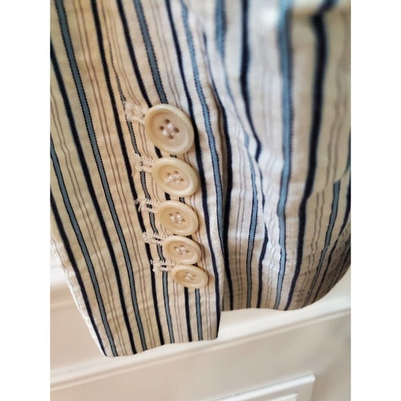 BCBGMaxazria Women's Striped Cotton Long Sleeve Single Breasted Fitted Blazer M - Picture 6 of 11